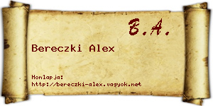 Bereczki Alex névjegykártya